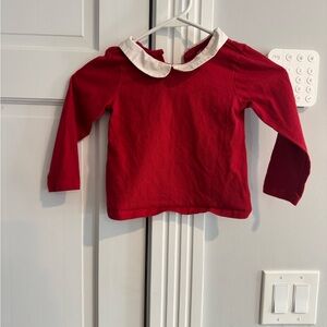 GAP Red Long Sleeve Kids Tee with White Collar
